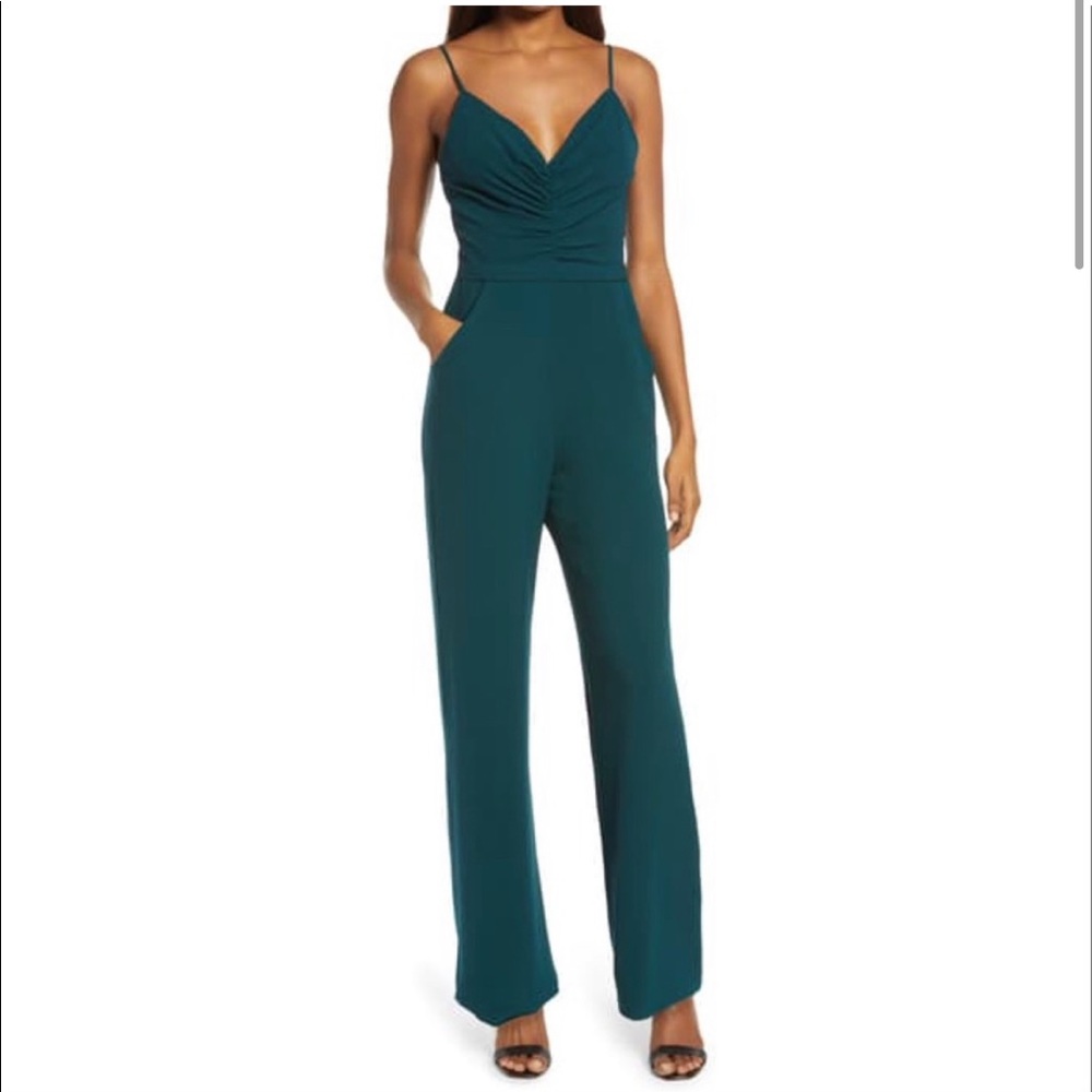 Dress The Population | Emmet Gathered Crepe Wide Leg Jumpsuit Size M